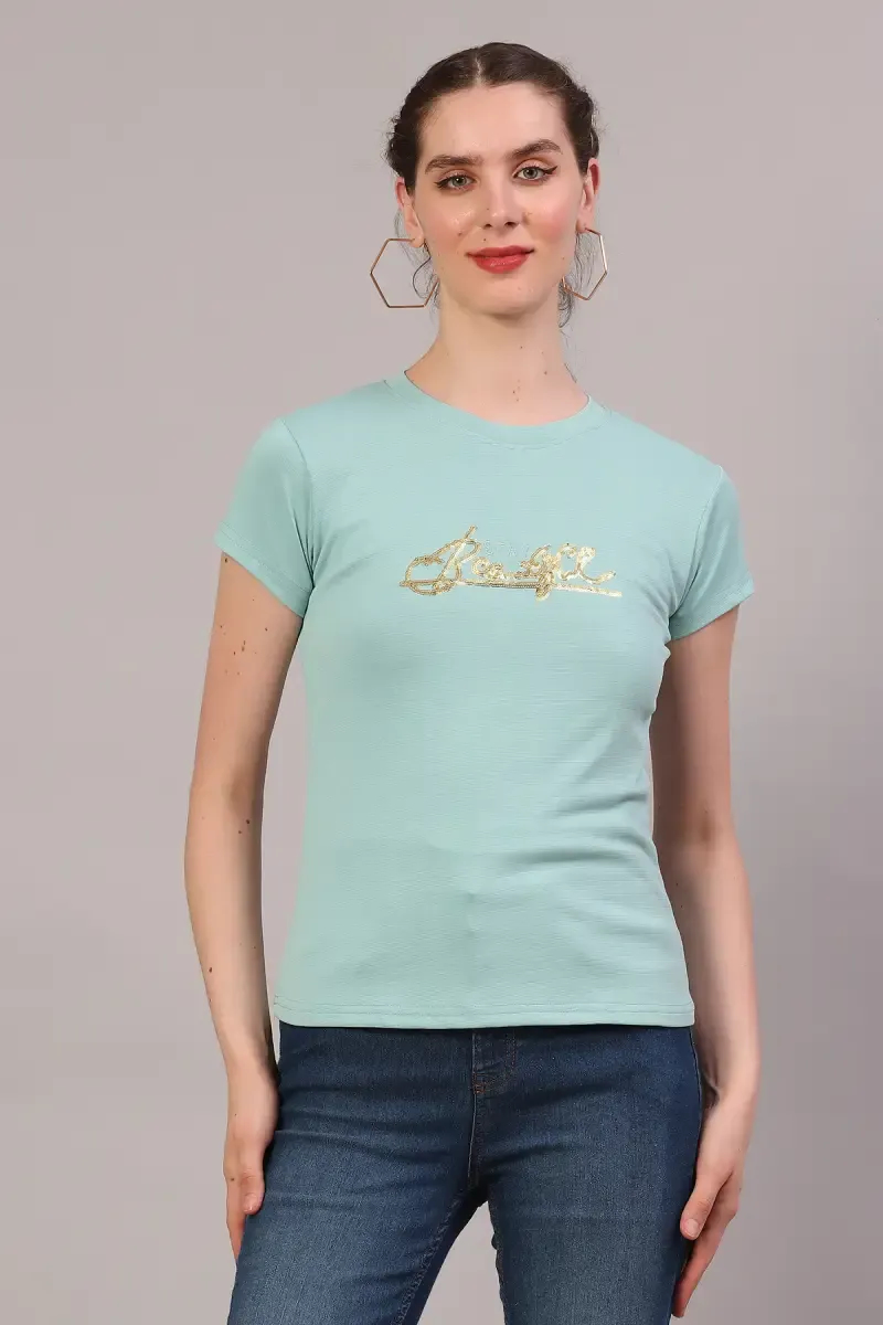 Cotton Blend Printed T-Shirt for Women