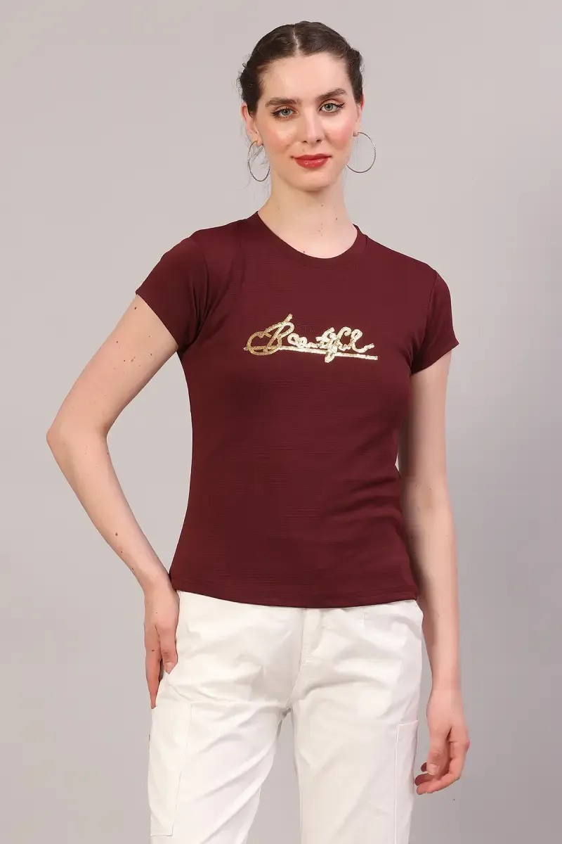 Cotton Blend Printed T-Shirt for Women