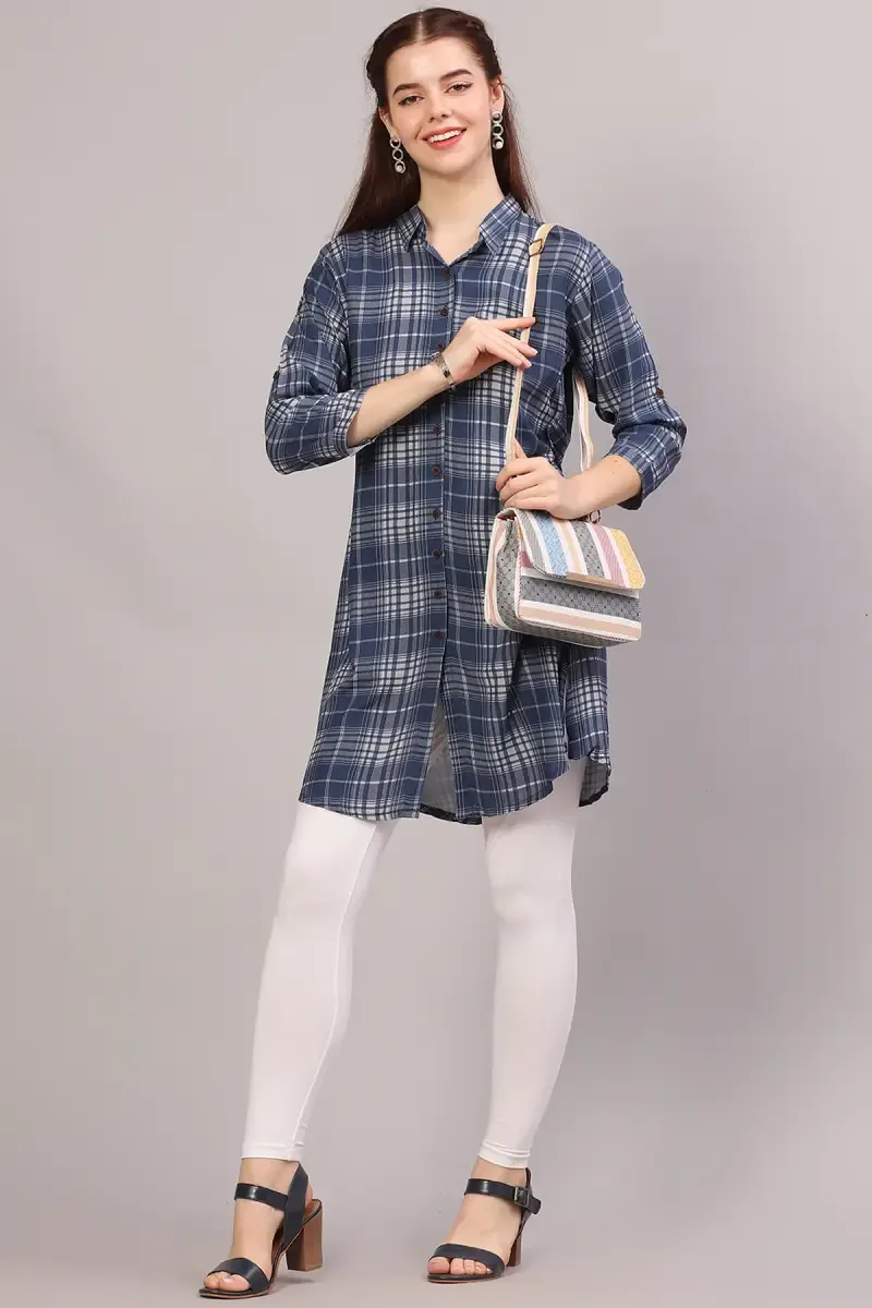 Cotton Checkered Kurti for Women 