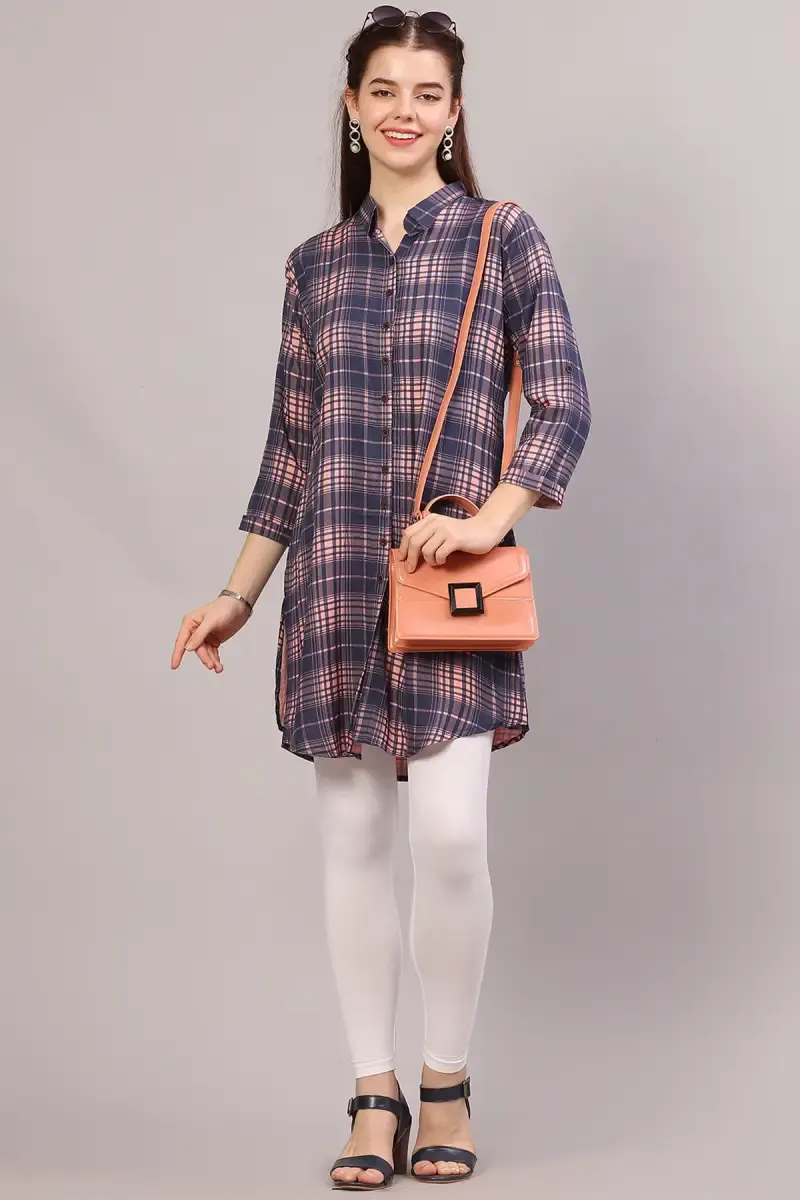 Cotton Checkered Kurti for Women 