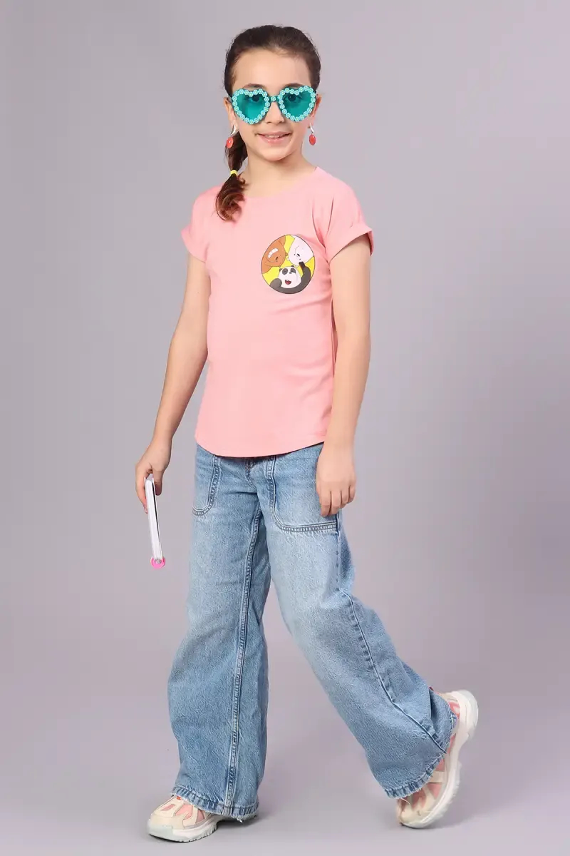 Cotton Blend Solid T-Shirt for Girl (3-16 Yrs) 