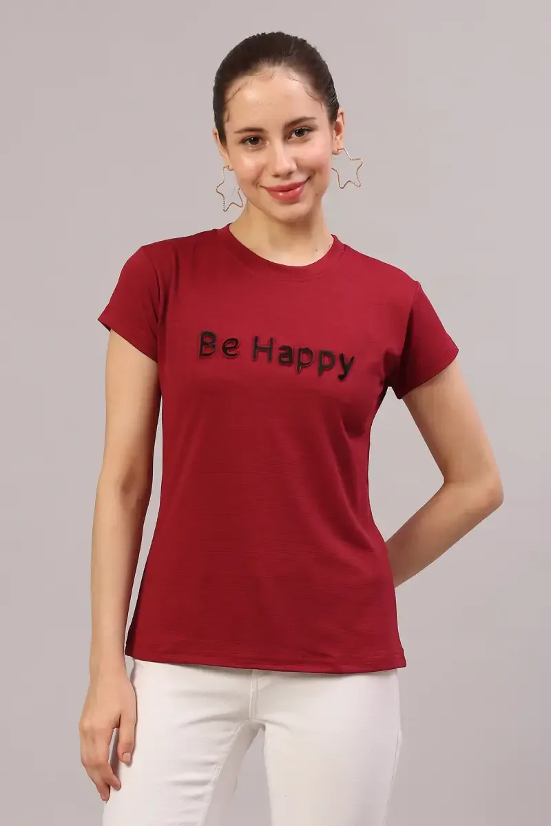 Lycra Embossed T-Shirt for Women
