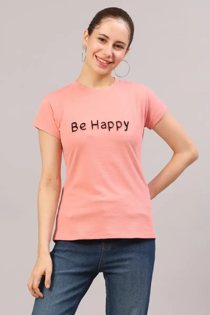 Lycra Embossed T-Shirt for Women