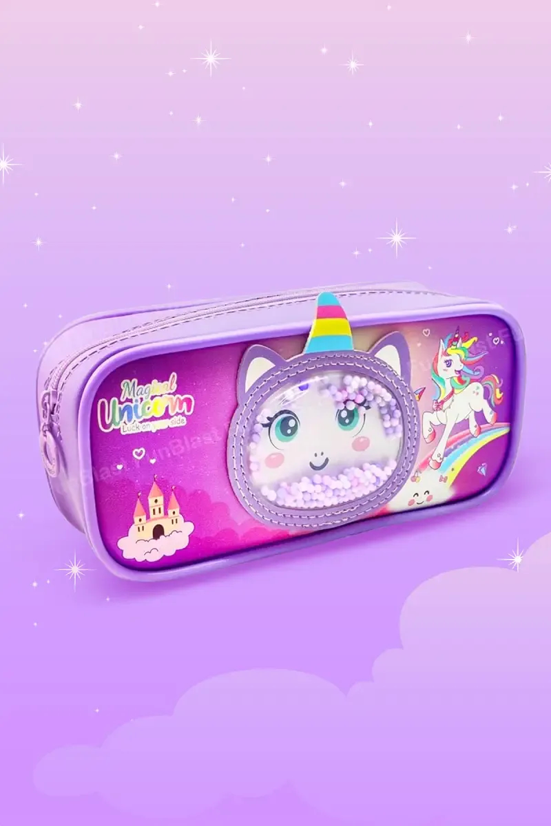 Unicorn Printed EVA Foam Pencil Case for Kids (Purple) - Pack of 1