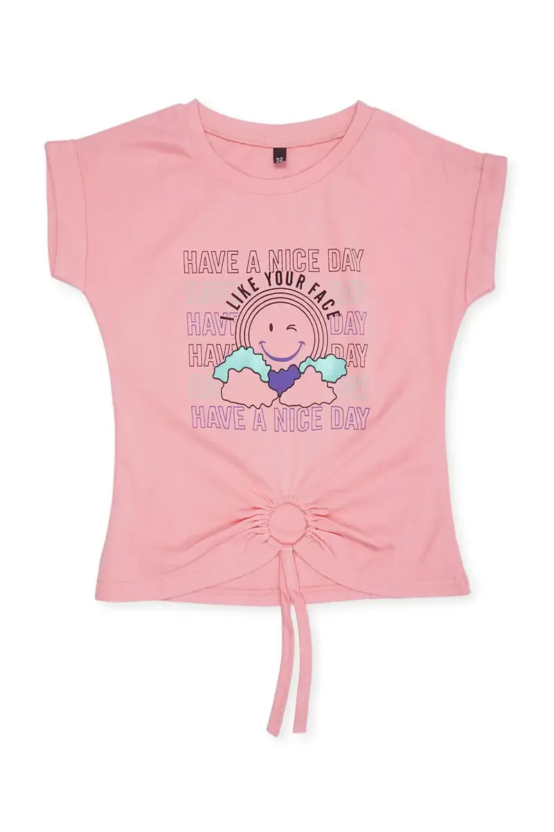 Girl's Lycra Printed Short Sleeve T-Shirt