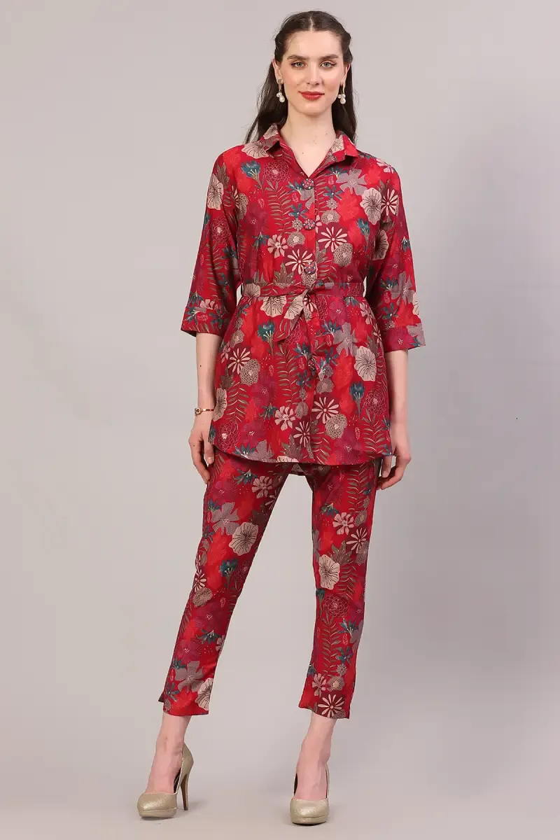 Polyester Printed Co-ord Set for Women 
