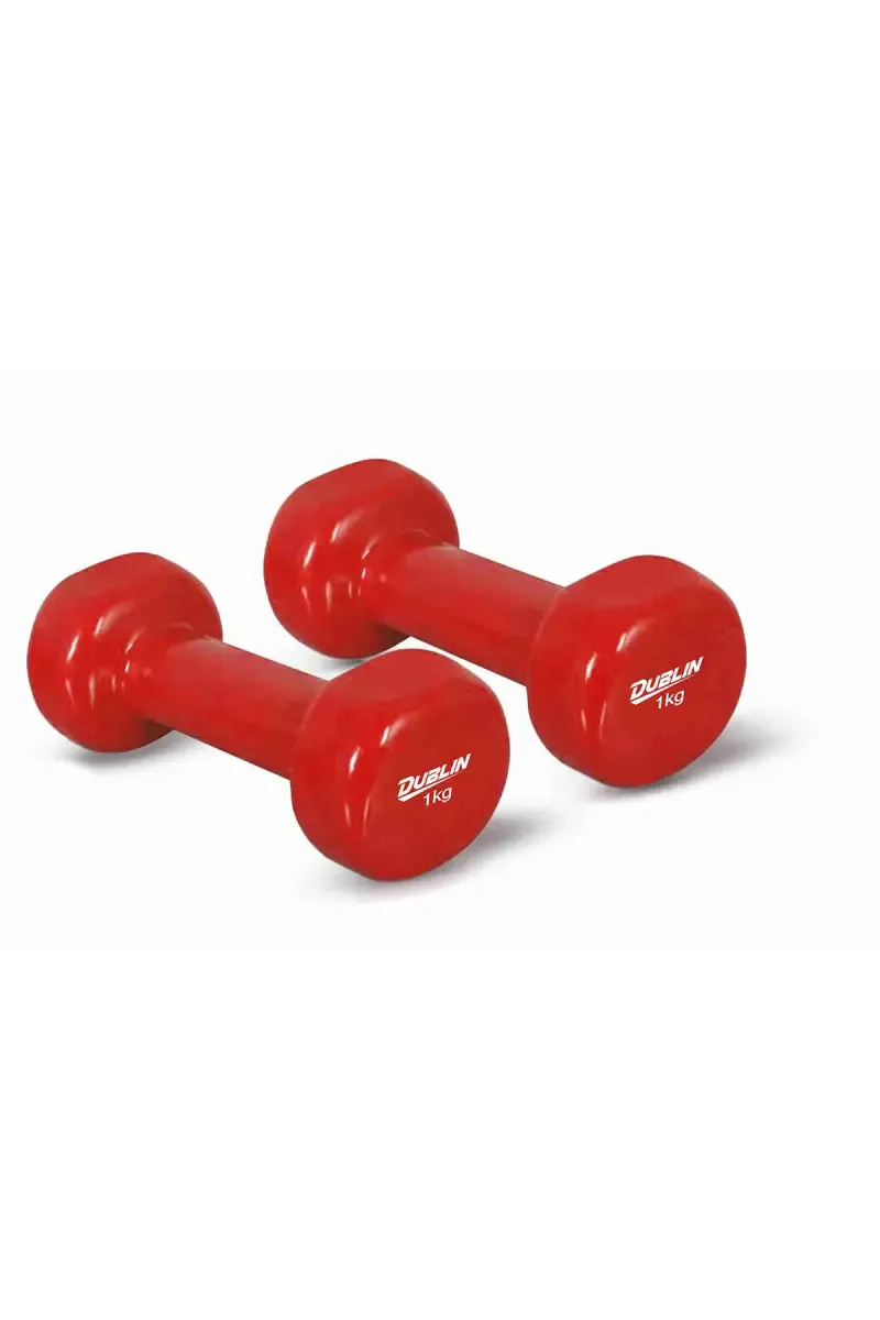Dublin Vinyl Neoprene Fixed Weight Dumbbell (Red Pair of 2) - Each 1 kg