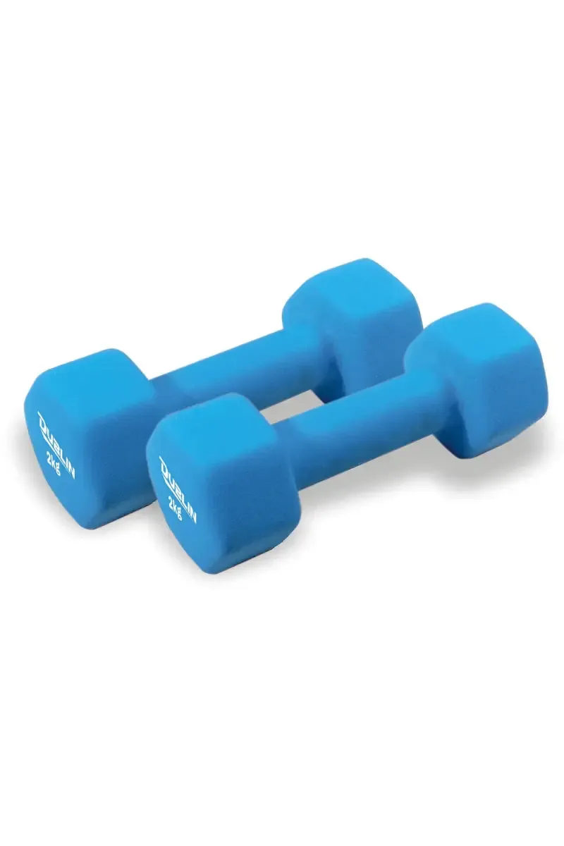 Dublin Neoprene Fixed Weight Dumbbell Pair of 2 - (Sky Blue, Each 2 kg)