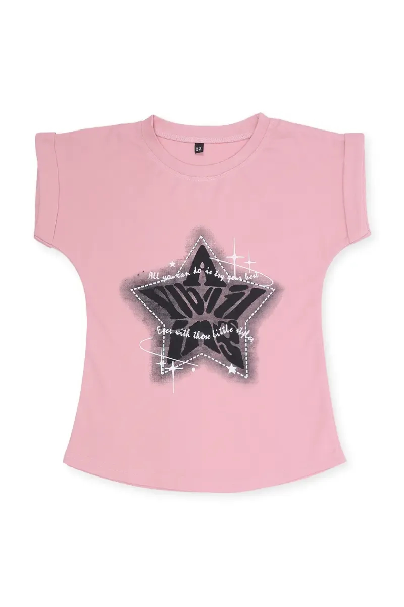 Girls Cotton Lycra Printed T-Shirt