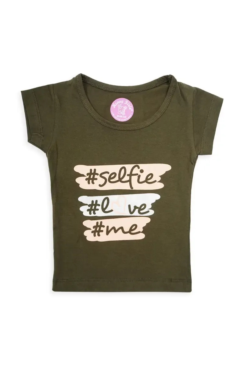 Cotton Blend Round Neck T-Shirt for Girls