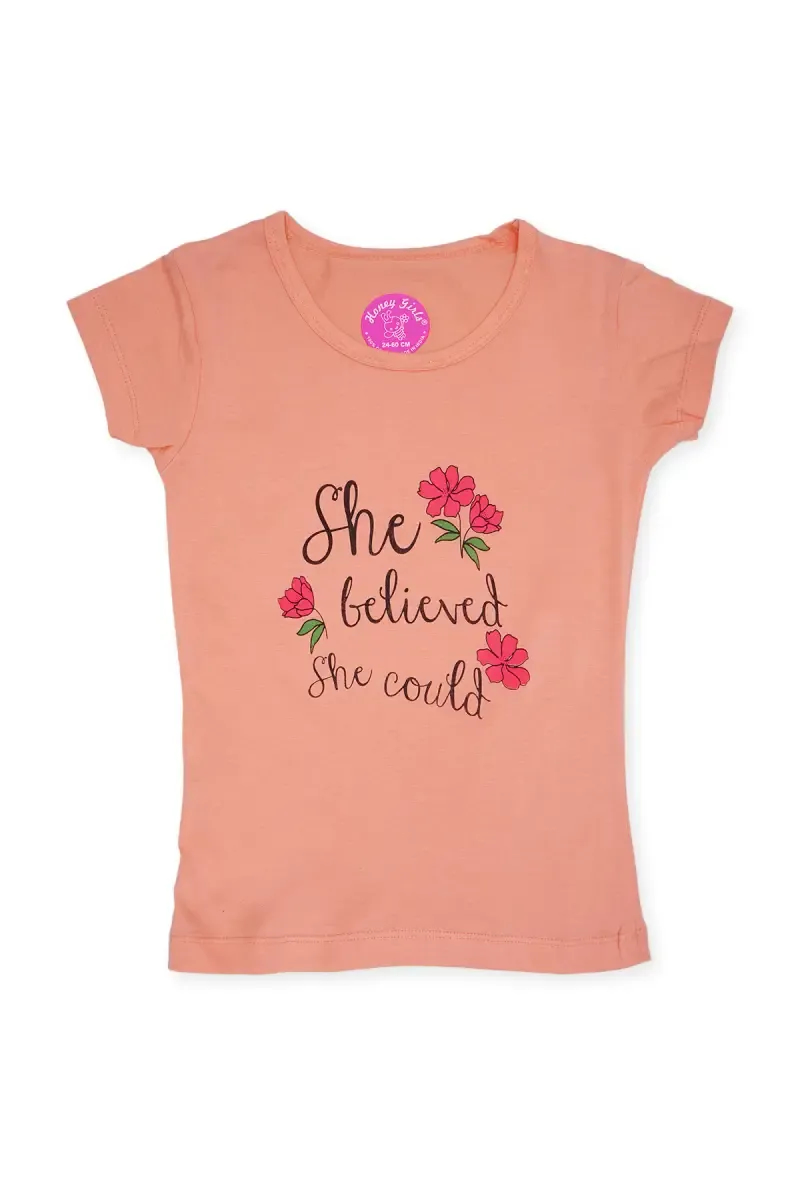 Girl's Cotton Blend Printed T-Shirt