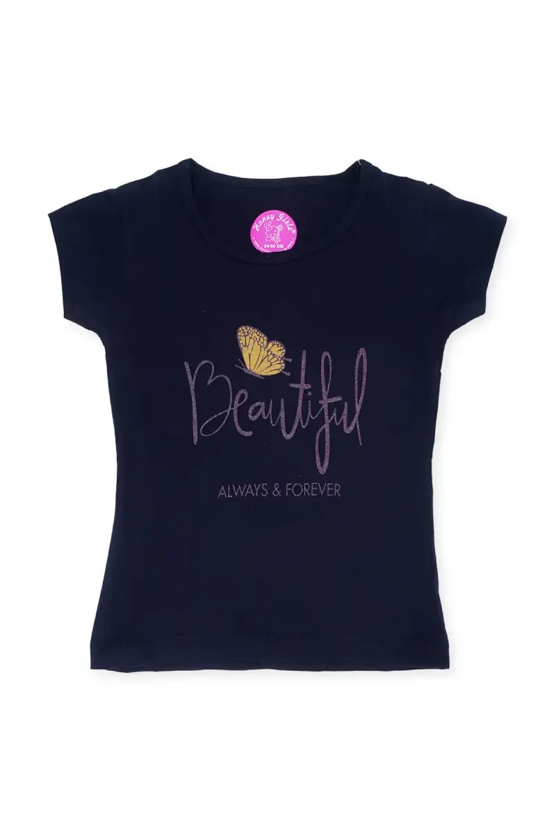 Girl's Cotton Blend Printed Regular Fit T-Shirt