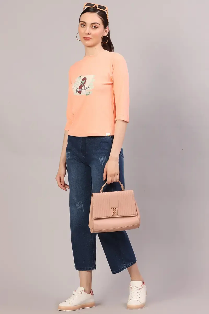 Cotton Lycra Graphic Printed T-Shirt for Women