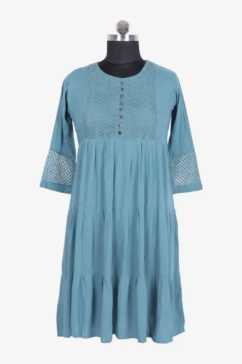 Cotton Blend Solid Kurti for Women