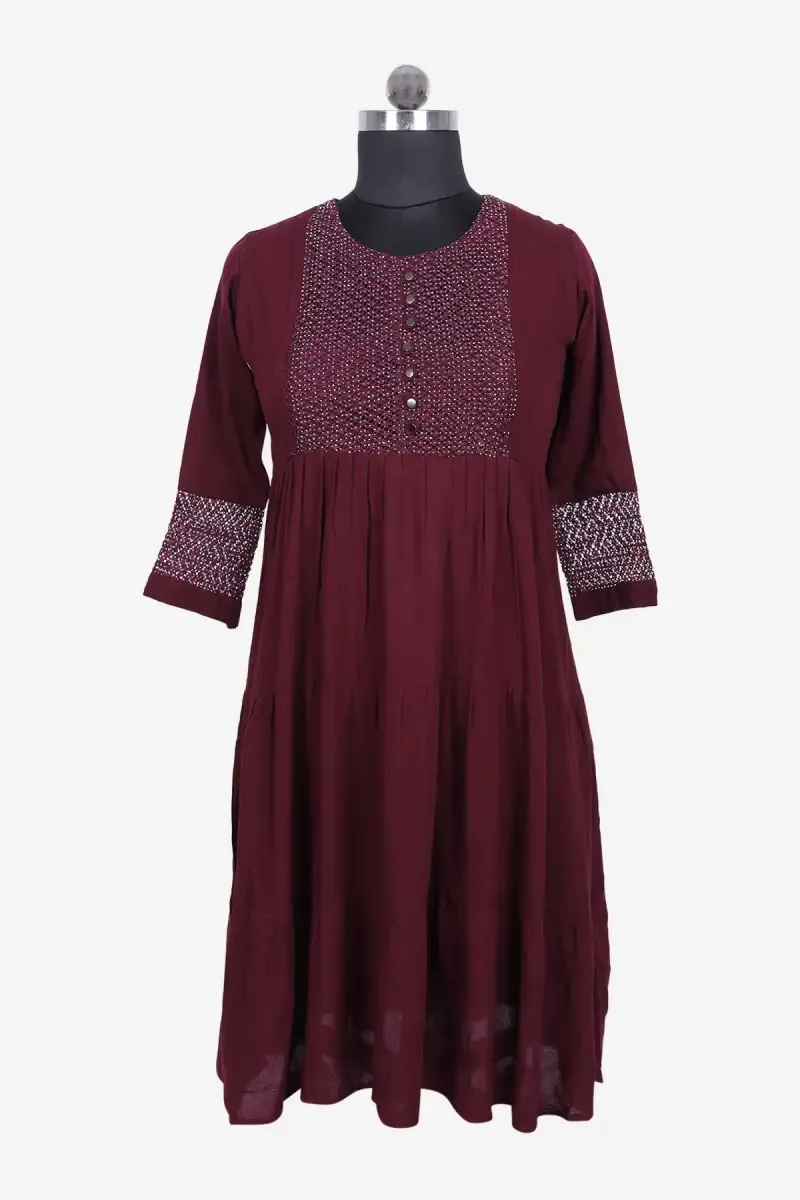 Cotton Blend Solid Kurti for Women