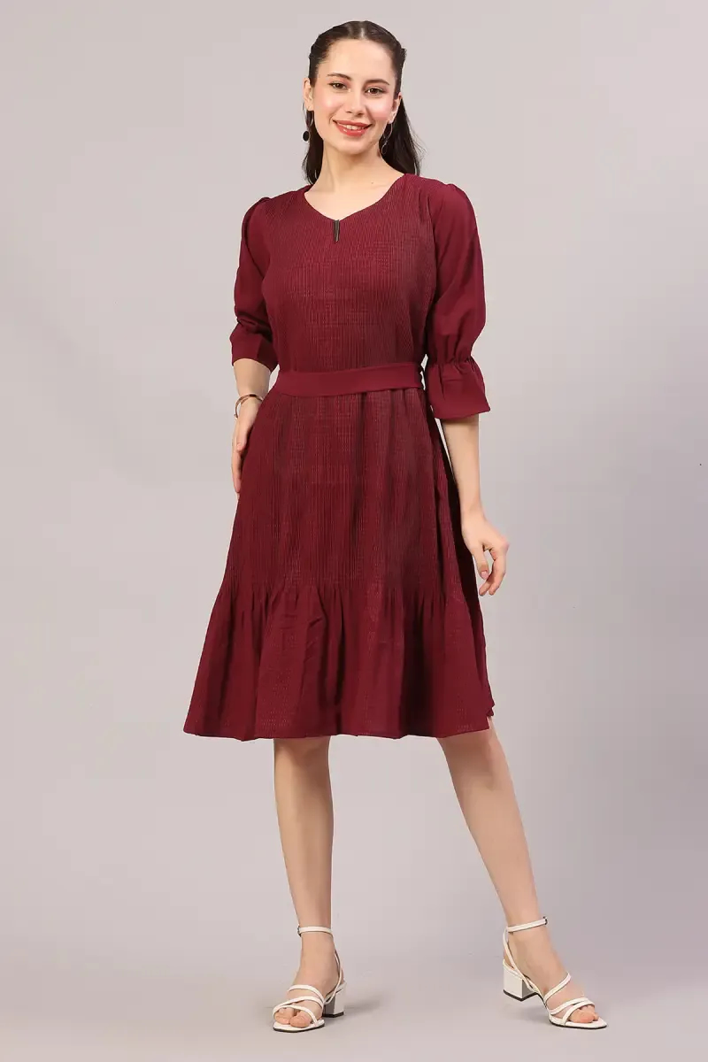 Women's Georgette Solid Midi Dress