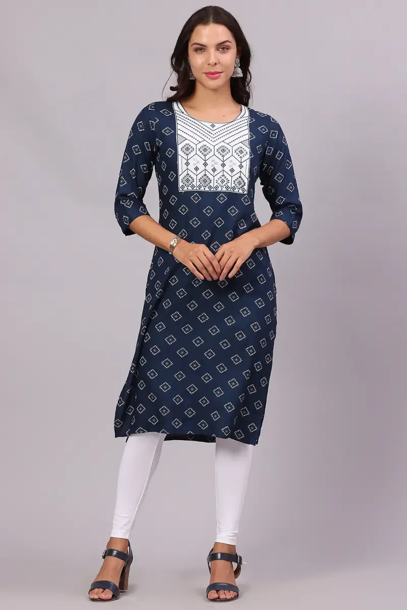 Cotton Blend Embroidered Kurti for Women 