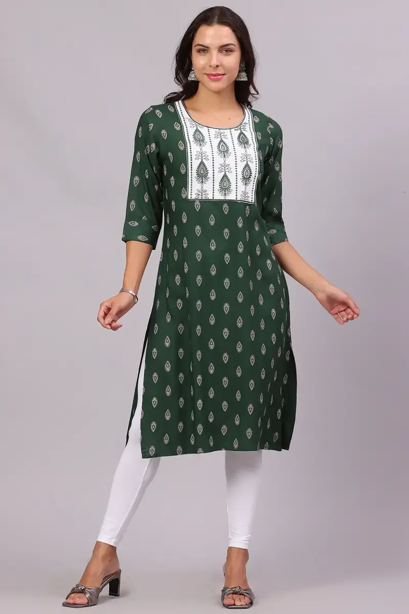 Cotton Blend Embroidered Kurti for Women 