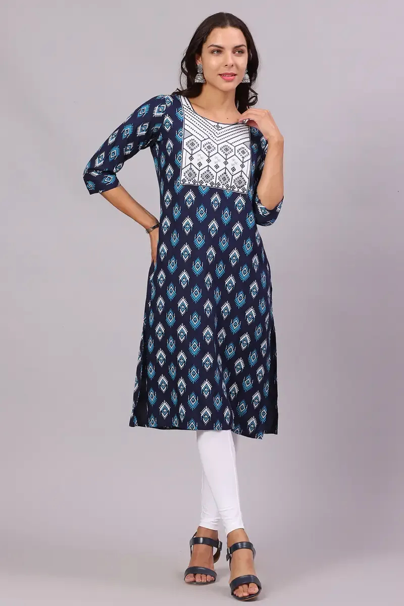 Cotton Blend Embroidered Kurti for Women 