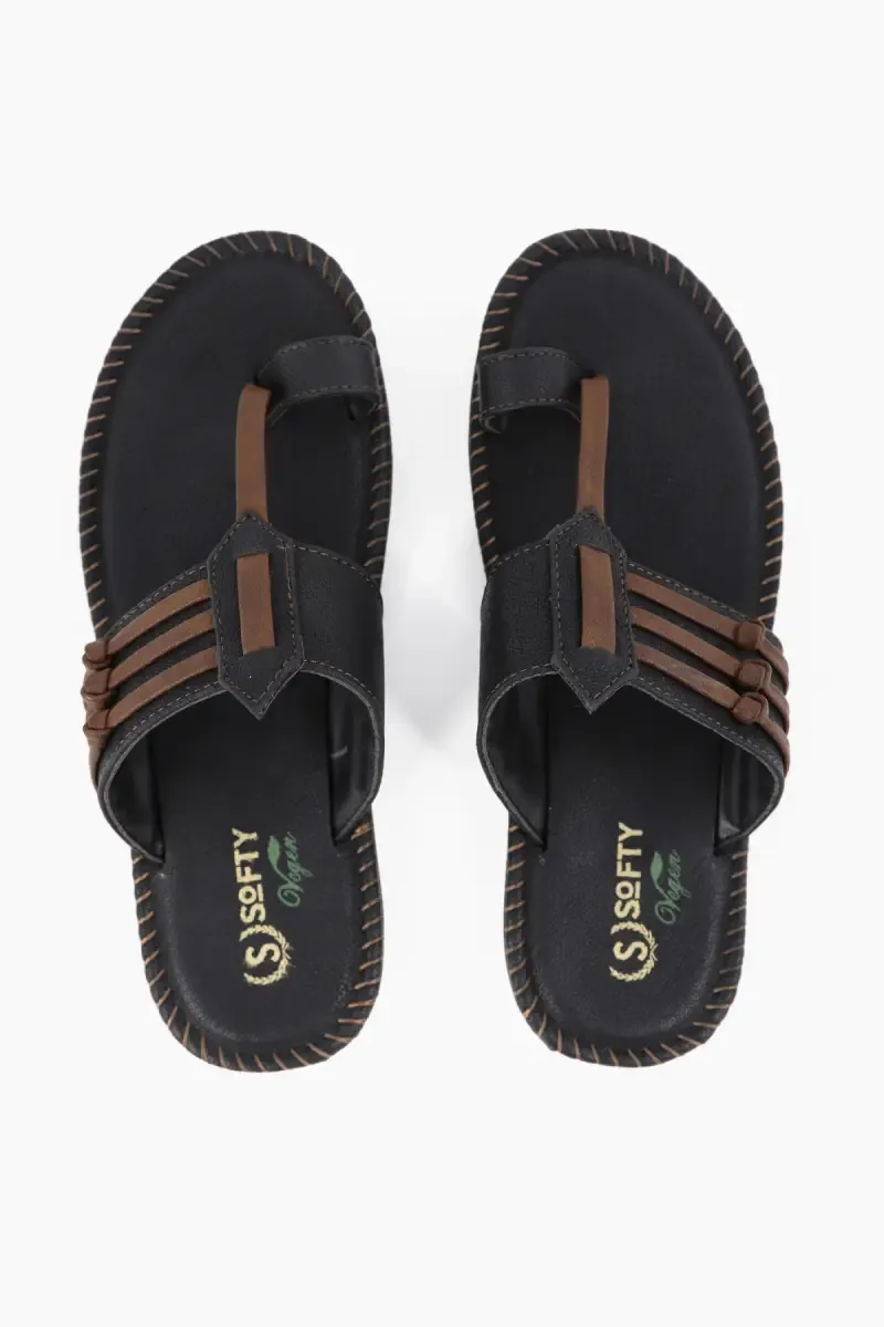 Synthetic Leather Slip-On Slippers for Men