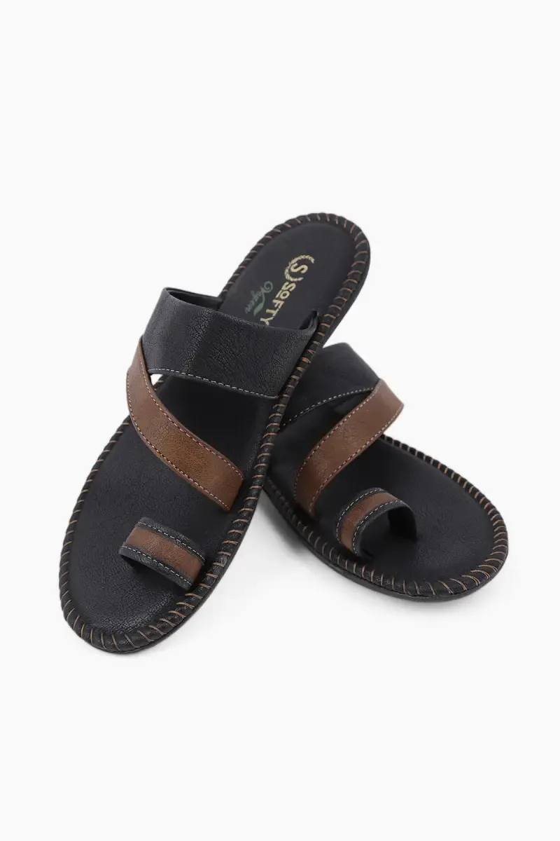 Synthetic Leather Slip-On Slippers for Men