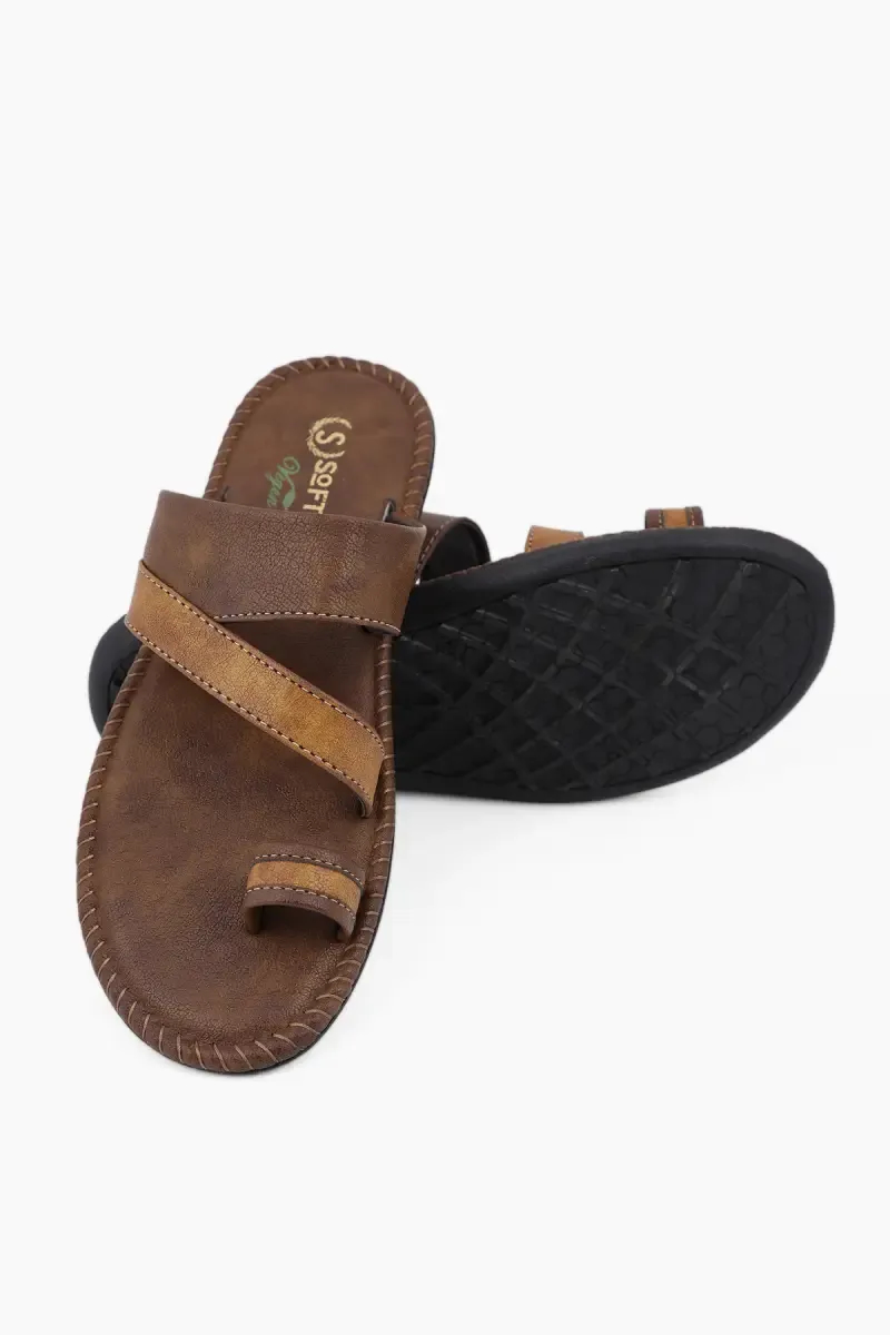 Synthetic Leather Slip-On Slippers for Men