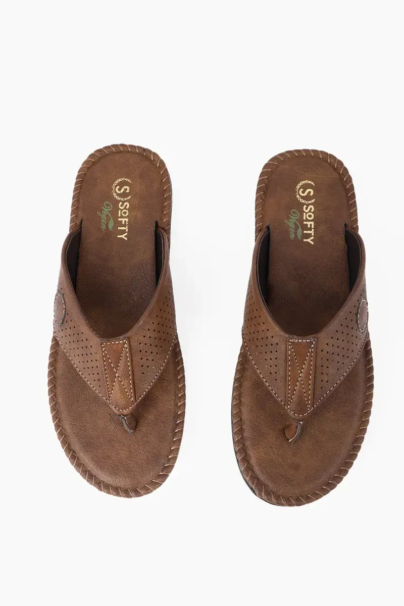 Casual Synthetic Leather Slip-On Slippers for Men