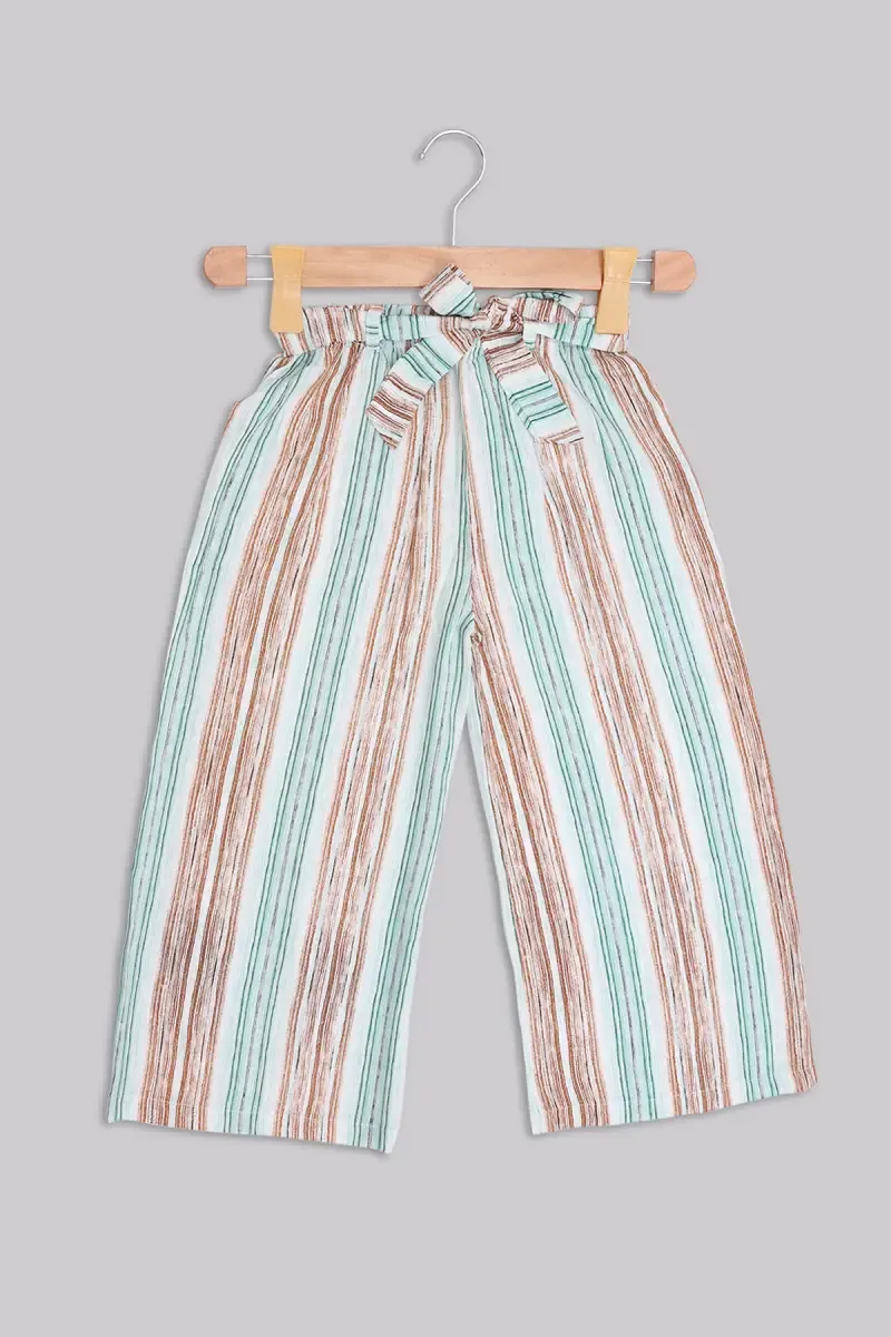 Cotton Blend Striped Palazzos for Women 