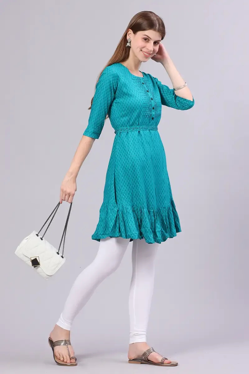 Women's Cotton Blend Printed Flared Kurti