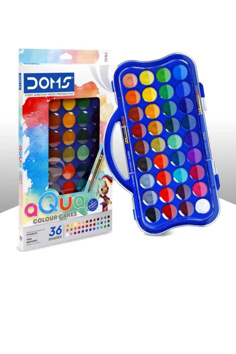 Dom's Aqua Colour Cakes with Brush, Pack of 1 - 36 Shades