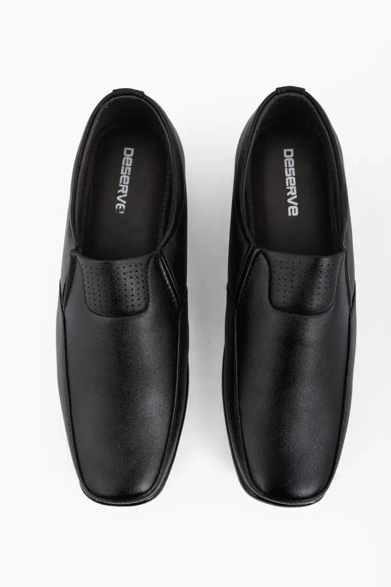 Black Solid Slip-On Formal Shoes for Men