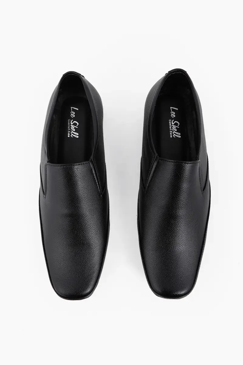 Men's Black Solid Formal Synthetic Leather Shoes