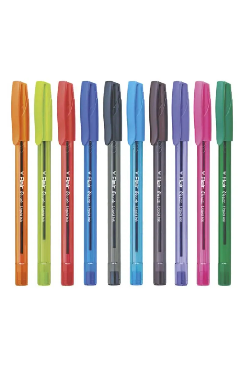 Flair Peach Liquid Ink Ball Pen - Pack Of 10 