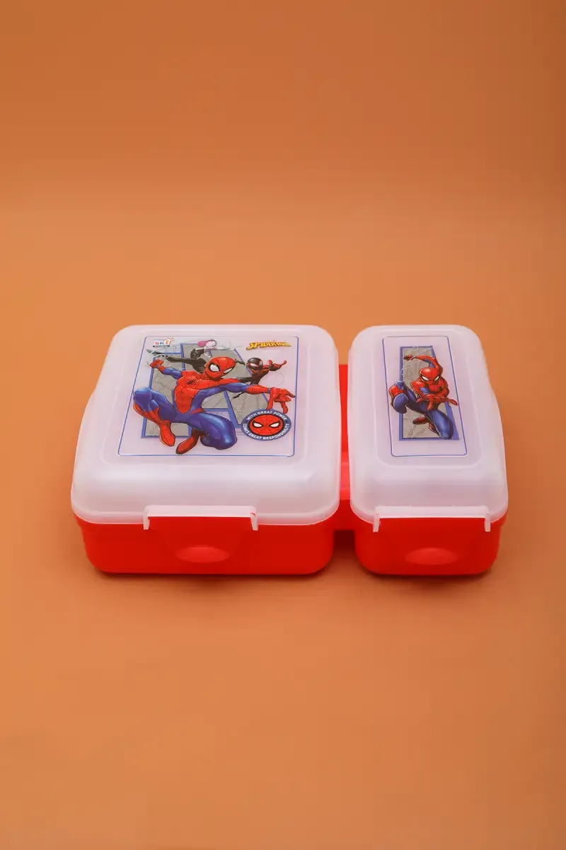 SKI Plastic Printed Lunch Box with Container & Cutlery - 850 ML