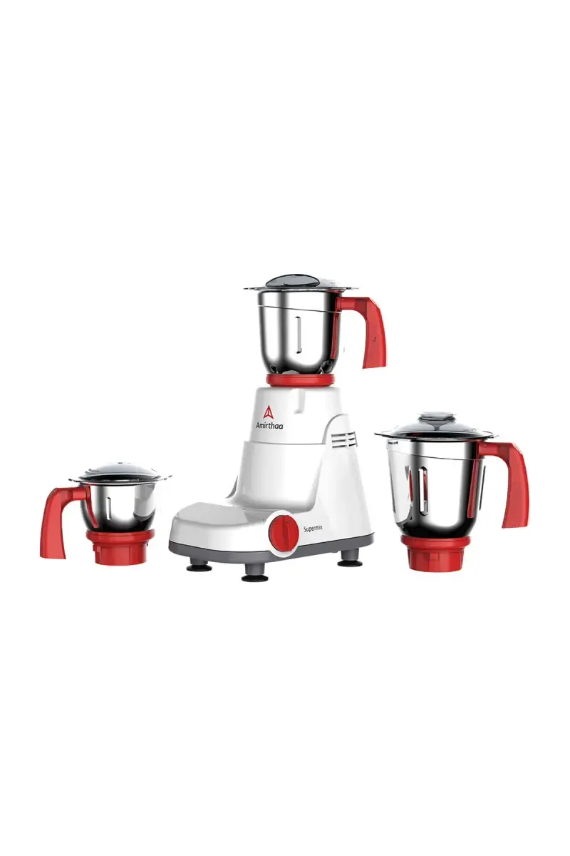 Amirthaa Supermix 750 W Mixer Grinder with 3 Jars (Red)