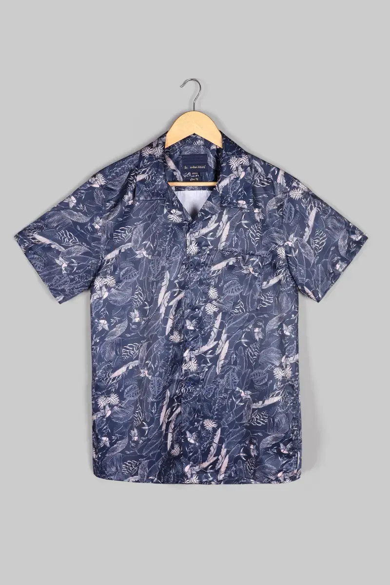 Men's Cotton Botanical Print Shirt