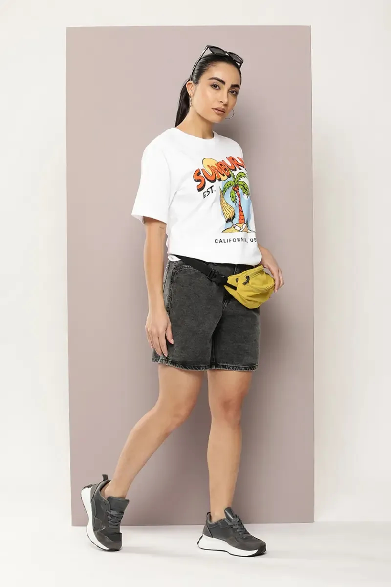 Cotton Printed Oversized T-Shirt for Women