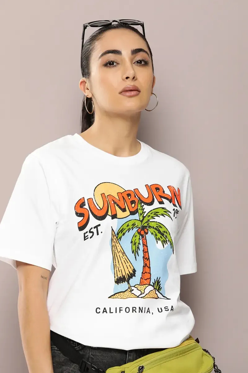 Cotton Printed Oversized T-Shirt for Women