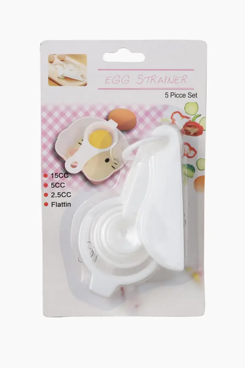 Plastic Spoon & Egg Strainer Set - 5 Pcs