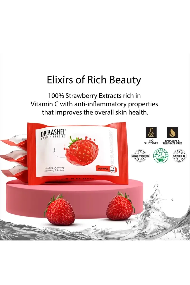 DR. Rashel Strawberry Face Wipes - Pack Of 1 (25 Wipes)  