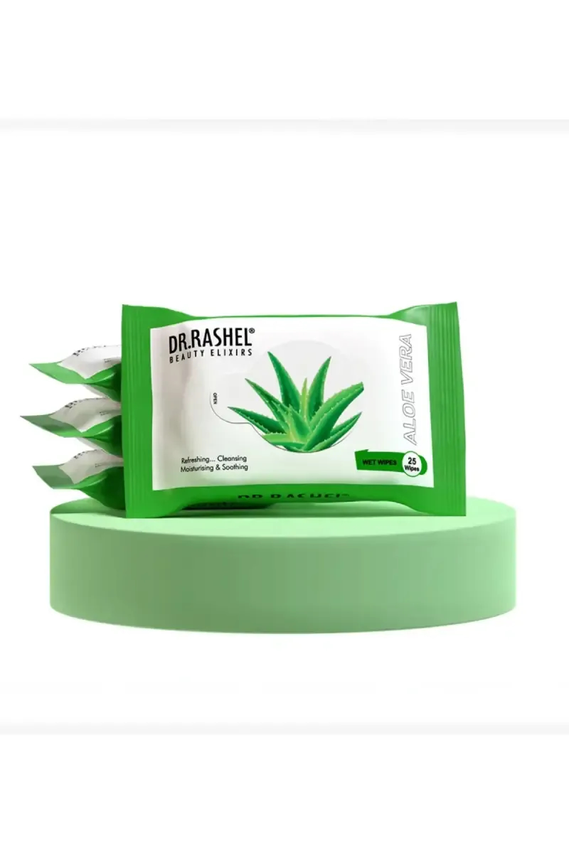 DR.RASHEL Aloe Vera Face Wipes - Pack Of 1 (25 Wipes)  