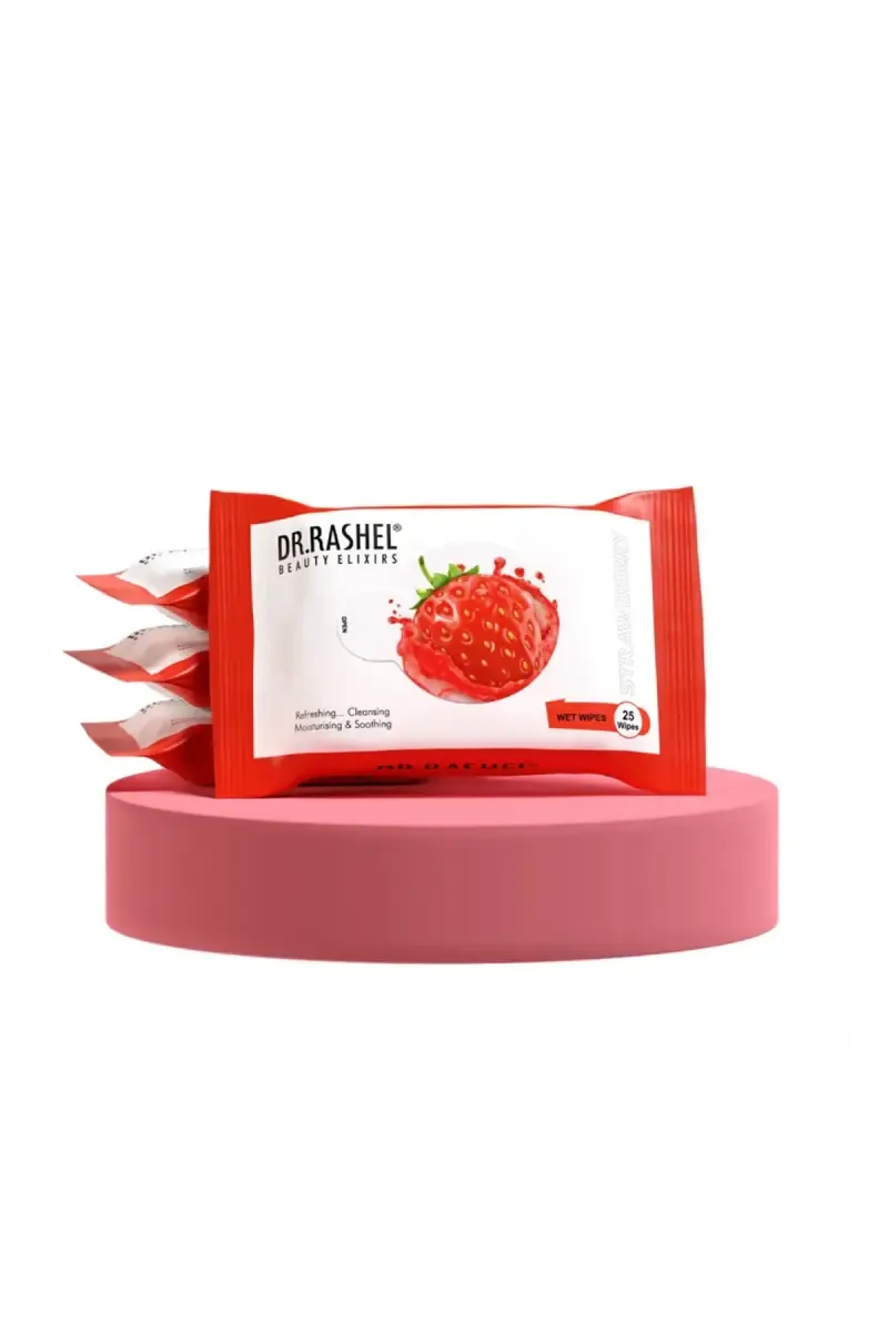 DR.RASHEL Strawberry Face Wipes - Pack Of 1 (25 Wipes)  