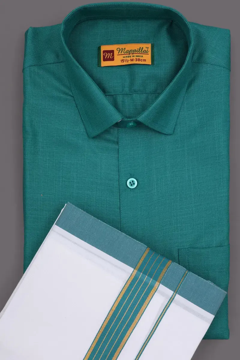 Men's Cotton Shirt with Dhoti Set (2-Pcs Set)