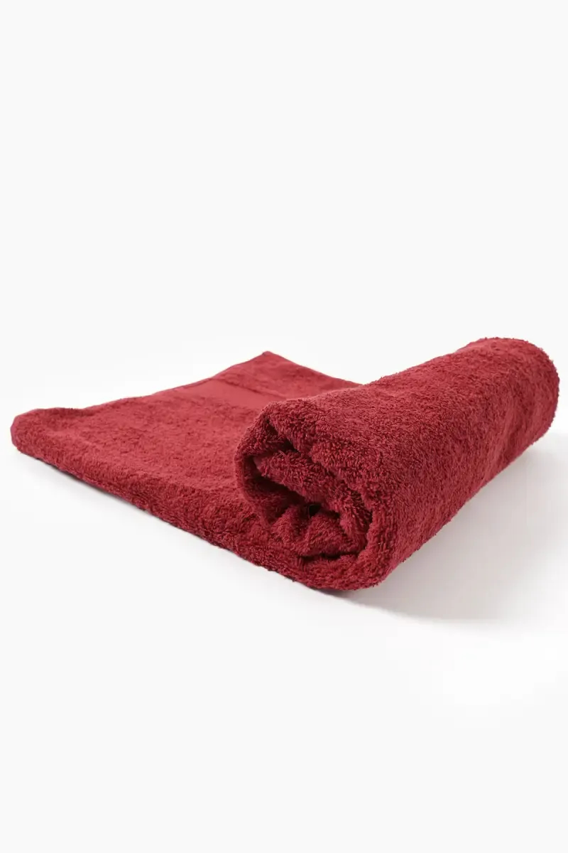 Turkish Cotton Bath Towel, 1 Pc - 75 x 150 Cm (Maroon) (Leaf Dew)