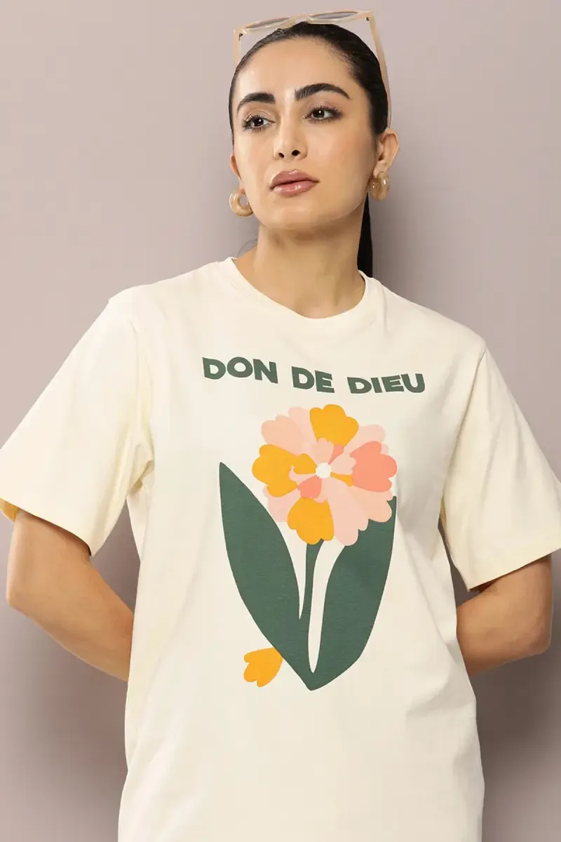Cotton Printed Oversized T-Shirt for Women