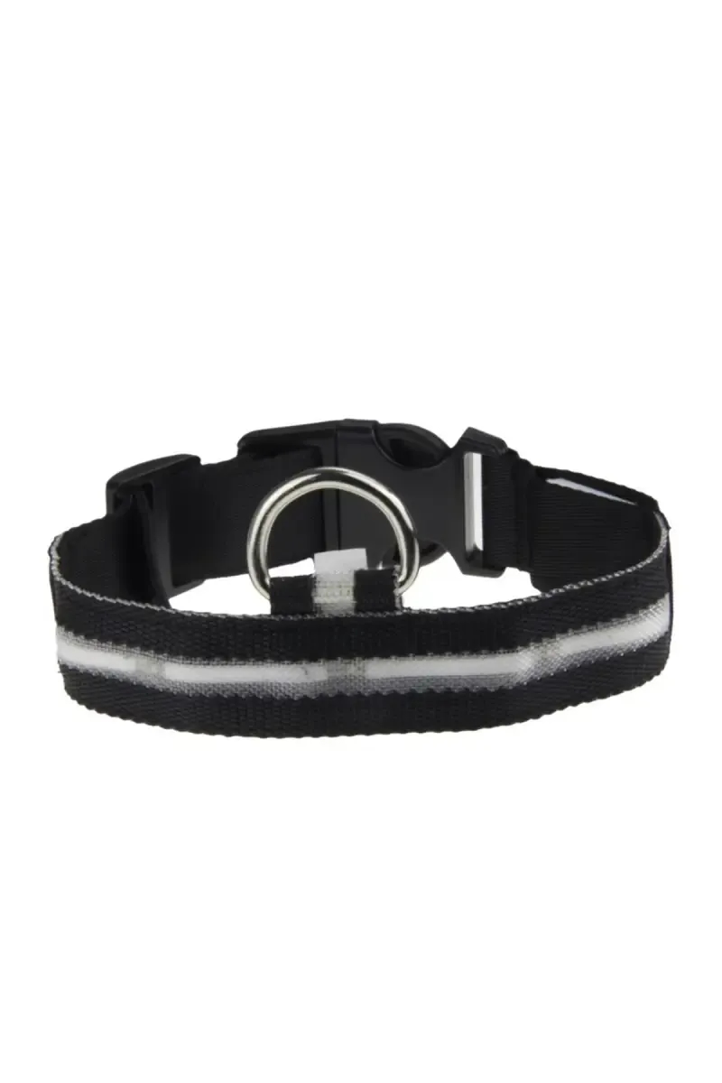 Super Chain Nylon Pet Collar & Leash for Dogs (Black) - Small