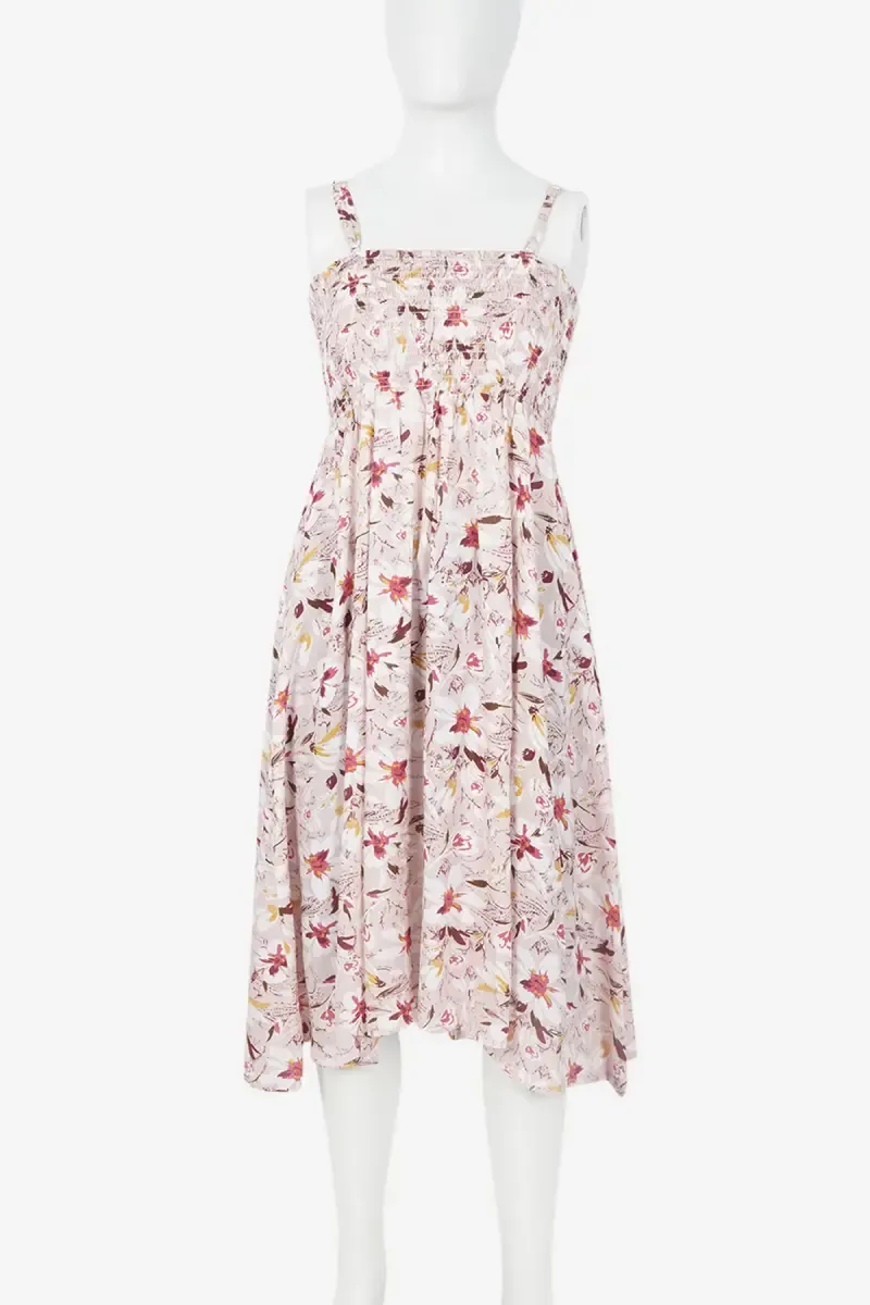 Cotton Blend Floral Printed Western Dress for Women