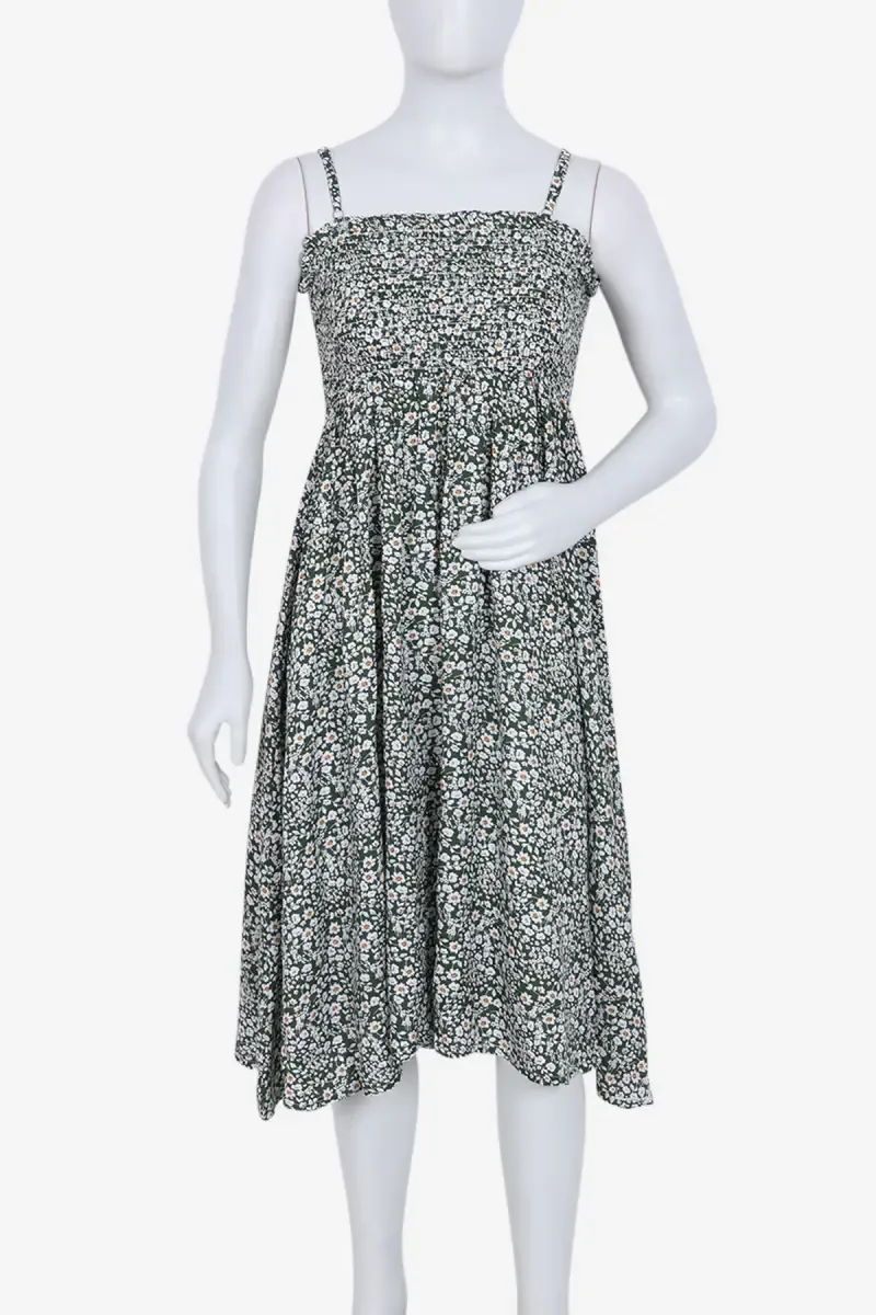 Cotton Blend Floral Printed Dress for Women