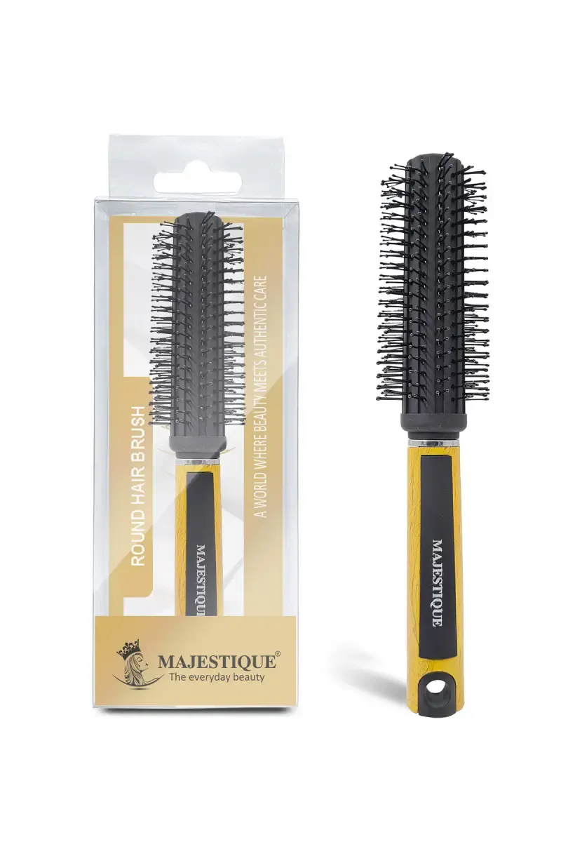 Majestique Round Hair Brush (Wooden) - Pack of 1