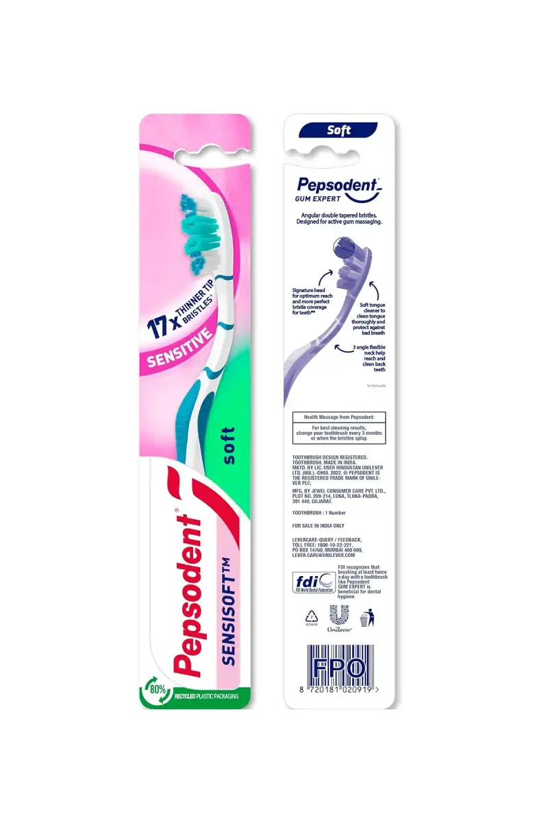 Pepsodent Sensisoft Tooth Brush  (Multicolor) - Pack of 1